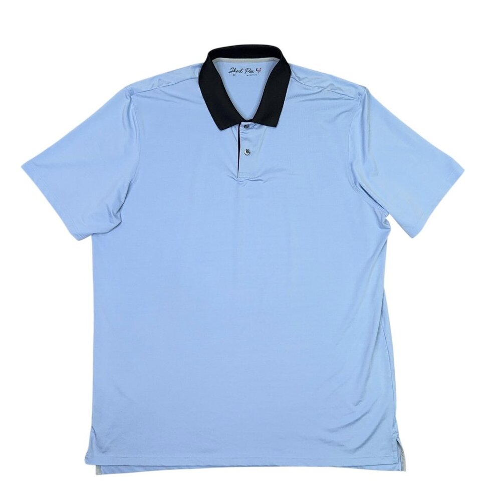 Short Par 4 Polo Shirt Mens XL Blue Golf Performance Stretch Wicking Lightweight